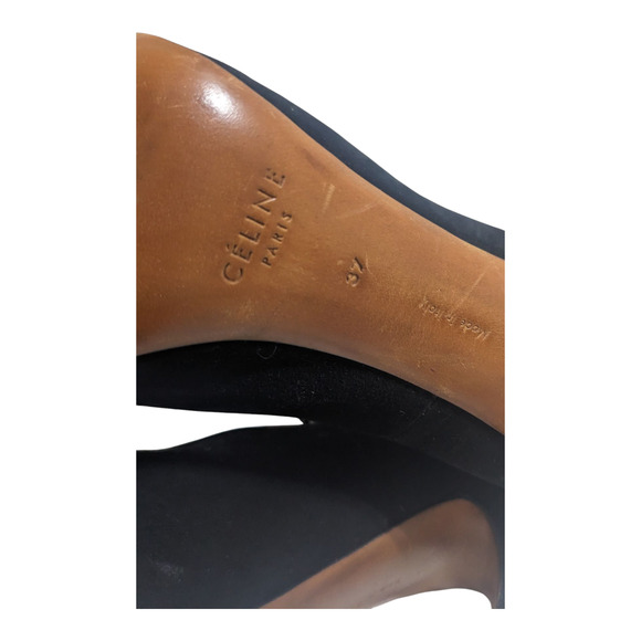 Celine Paris Black Leather Pumps Women’s Size 37 Classic Designer Heels - Picture 10 of 10